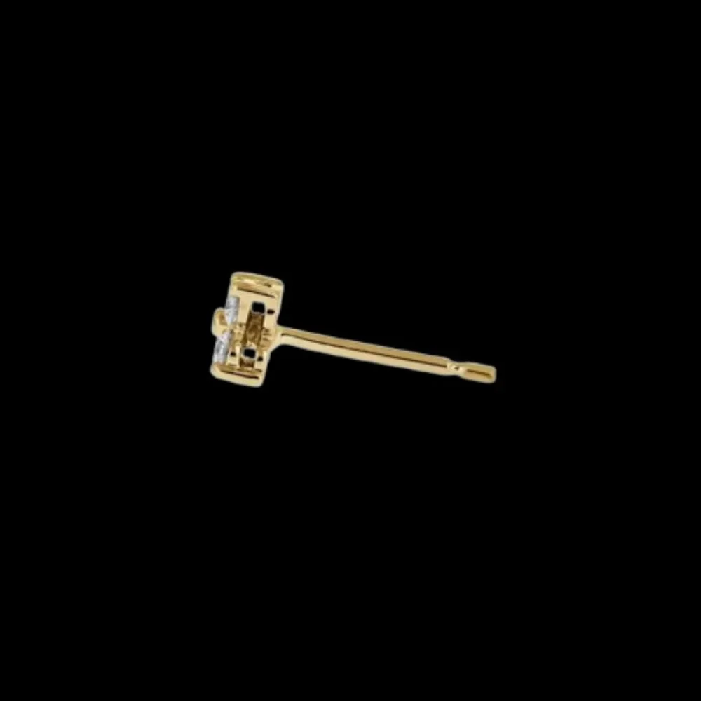 Dainty 14kt Solid Yellow Gold Flower CZ Stud Earrings